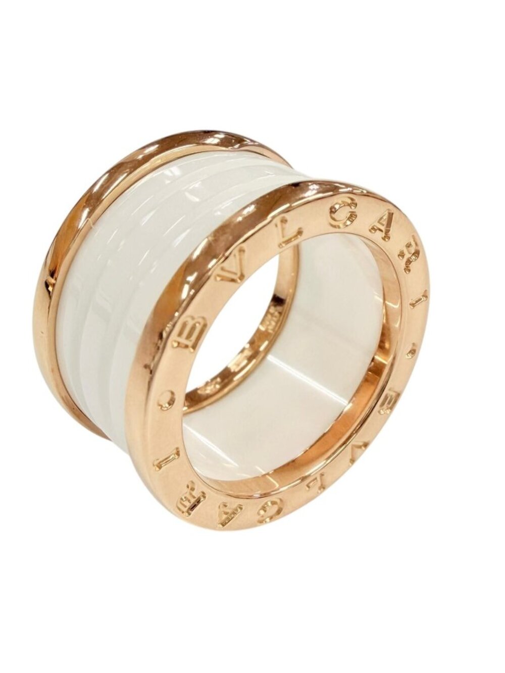 Bvlgari B.zero1 Ring 750 Ceramic Pink Gold White